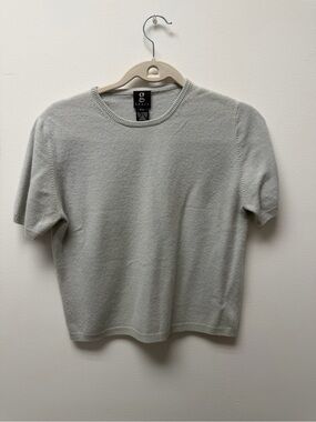 Grace Short Sleeve Cashmere Blend Sweater in Light Gray